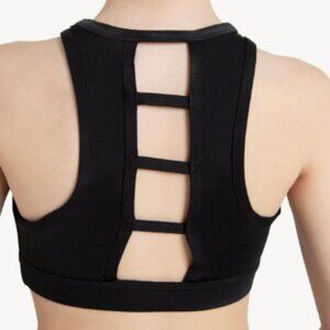 Capezio Black Basics Ladder Back Bra Top Girls CI Medium Sports Bra Dance Cheer